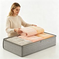 Foldable Underbed Bags - Blankets Clothes Comforters Storage Bag Breathable Zippered Organizer for Bedroom,Durable Storage Boxes