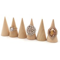 5 Pcs/Set Ring Organizer Wooden Cone Creative Ring Holder Jewelry Display Holder
