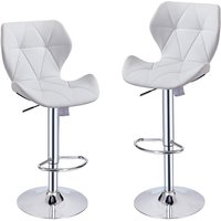 Set of 2 Swivel Barstools Modern PU Leather Bar Chairs Kitchen Breakfast Pub Counter Stools White