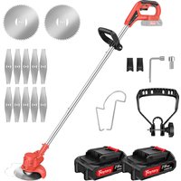 21V Brushless Lightweight 3-Section Electric Lawn Mower 10000RPM Cordless Grass Trimmer Garden Power Tool,For Lawn Garden (Red)