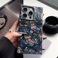 Luxury Rainbow Color Pearl Shell Pattern Rectangle Case For iPhone 16 17 Pro Max 15 14 13 Fashion Unique Soft TPU Back Cover