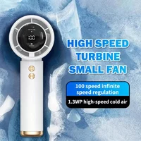 NEW Portable Hand Fan Air Cooling Fan USB Charging LED Digital Display & Flashlight 3 Speeds USB Rechargeable Battery Fan