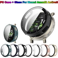 Tempered Glass + Case for Huami Amazfit Active 3 Premium Screen Protector Frame Bumper Cover for Amazfit Active3 Premium Case