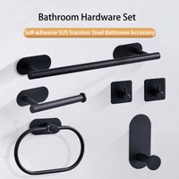 Stainless Steel Bathroom Hardware Set No-drill Towel Bar Holder Self-Adhesive Toliet Paper Holder Robe Hook Bathroom Accessories
