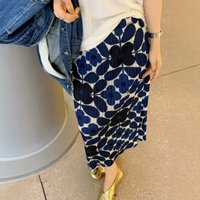 Miyake Pleated Printed Skirt Plisse Unique 2026 Summer New Side Slit Printed Pleats Jupe Casual and Versatile Fold A-line Skirt
