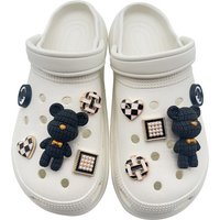 10PCS Fashion Shoe Charms Set Accessories Hole Shoe Buckle Cute Cartoon Black Bear DIY 3D Shoes Decorations for Bogg Bag Gift