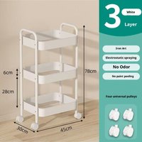 Small Trolley Multi-Layer Mobile Storage Rack for Kitchen, Bedroom, Bathroom, Snacks, Living Room, and Toilet Floor Storage