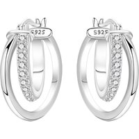CYCUFF S925 Sterling Silver Cross Double Ring Earrings Hoop Earrings Women Jewelry Original Trendy Anniversary Gifts