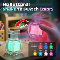 Retro Pixel Style Potion Bottle Toy Night Light 7 Colors Shake-to-Change USB Rechargeable Portable Mood Lamp Desktop Decor Gift
