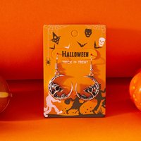Halloween Skeleton Moon Earrings Vintage Silver Color Metal Moon Skull Pendant Earring For Women Men Gothic Retro Jewelry Gift