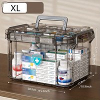 Transparent Waterproof Medicine & First Aid Storage Box - Double-Layer PP Plastic Medication with Rectangular Lid, Emergency Sup