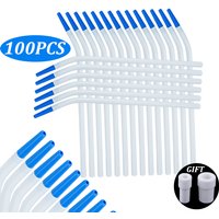 100pcs Dental Disposable Saliva Ejector Surgical Suction Tips Suction Tube Long Slim type With Straw Adapters