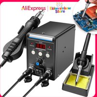 Digital 2-in-1 Soldering Iron Kit Welding Tool Kit 700W - Hot Air Gun & Soldering Iron with 3 Nozzles