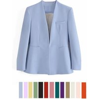 2023 Woman Vintage Fashion Simple Blazer Solid Beige And Black Notched Long Sleeve Women Clothes Office Lady Formal Coat
