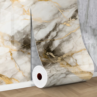 Self-Adhesive Marble Wall Paper Gold Foil Texture Waterproof Wall Sticker for TV Background Decor Peel and Stick Wall Panels