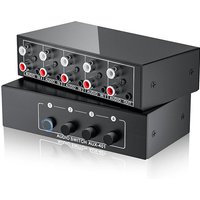 Stereo Audio Switch Selector 4-IN-1 Bi-direction Stereo RCA AUX Audio Switch A/B Splitter 3.5mm Aux L/R RCA 4X1 Audio Switch Box