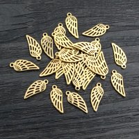 10pcs 14x6mm 316 Stainless Steel Gold Plated Wings Small Charms Pendant For Necklace DIY Jewelry Making Findings Supplies