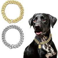 Plastic Rhinestone Dog Collar Luxury Golden Chain for French Bulldog Ornaments Necklace for Small Large Dogs Cat Pet Accessories