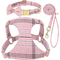 Nylon Dog Collar Harness Leash Set Adjustable Puppy Dogs Harnesses Vest Cute Bowknot Pet Collars With Lead for Small Medium Dogs