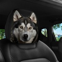 1pcs Husky Dog Style Headrest Covers, Interior Decor, Fit, Washable, Easy To Install,