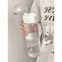 1pc Portable Sports Fitness Large Capacity Transparent Cup, Outdoor, Travel, Office Essential Water Bottle