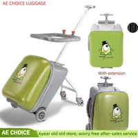 New Cartoon Suitcase for Kids Can Sit Boarding Cabin Luggage children's Suitcases Travel Lazy Trolley Case Baby Walker box wheel