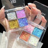 DIKALU 4-Color Blue/Gold/Yellow Tones Glitter Eyeshadow Palette Pumpkin Cherry Shades For Cosplay & Party Makeup