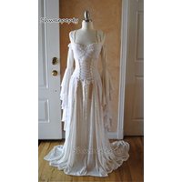 Cletic Medieval Wedding Dress Corset A Line Lace Bridal Gowns Customized Vintage Flare Long Sleeves Women Victorian Dress