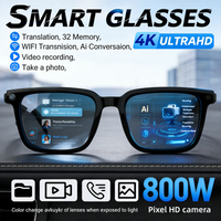 2026 New AI Smart Glasses AI Translation 8MP HD Camera 4K Shooting Image Bluetooth Call Recording Music Smart Sunglasses