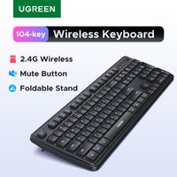 UGREEN 2.4G Wireless Keyboard 104 Keys Ultra-Slim US RU Layout Wireless Keyboard Black for PC Laptop Desktop