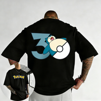 Japanese anime Pokemon 30th Anniversary Snorlax Printed T-shirt 2026 Summer Men Women Casual Y2K Short Sleeve Top Streetwear