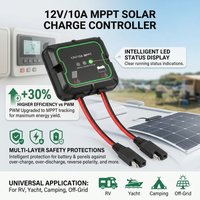 MPPT Solar Charge Controller 12V High Efficiency Regulator for LiFePO4 AGM Battery Waterproof Charger with 3 LED Indicators
