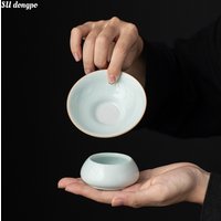 Ceramic Fine Hole Tea Saucer and Strainer White Porcelain Tea Filtration Kung Fu Tea Ceremony Accessories