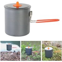 Outdoor Tableware Set - 1L Camping Cooking Pot Set with Folding Handle - Portable Camping Pot Set for Picnic and Hiking Travel