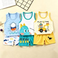Cotton Children's Pajamas Sets for Boys Pyjamas Baby 6 to 9 12 18 Months Cute Cartoon Blue Dinosaur Yellow Cars Kids Pijama 1-6T