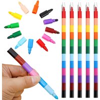 12-Color Building Block Crayons Fun Rainbow Color Stackable Drawing Crayons Graffiti Pen Art Supplies Birthday Gift Boy Girl ZYF