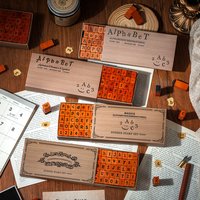 70 Pcs Symbols Retro Letters English Digital Hand Notes Seal Typewriter Series Decorative Printing Materials Wood Stamp Set