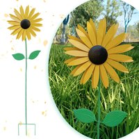 75cm Sunflower Windmill Metal Rotating Sunflower Wind Spinner With Stake Standing Lawn Flower Pinwheel Outdoor Garden Decor