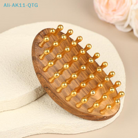 HOT! 39-Tooth Solid Brass Meridian Brush Wooden Handle Massage Brush Multipurpose Beauty & Body Massage Tool