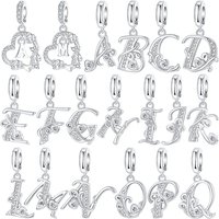 Alphabet Letter Charms Initial A-Z Beads 925 Sterling Silver Heart Vine Pattern Fit Bracelets Personalized Pendant for Women