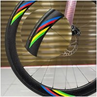 AliExpress NONE 16Pcs Bicycle Wheel Sticker Set, Rainbow Racing Stripes Carbon Fiber Glossy Vinyl Wheel Decals, Black Base Exterior Decor