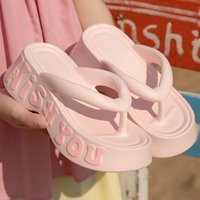 Summer Fashion Chunky Platform Flip Flops Women Outdoor Letter Printing Thick Bottom Slippers Woman Anti Slip Beach Sandals