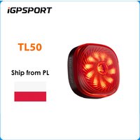 iGPSPORT TL50 – tylna lampa rowerowa, sterowana za pomocą systemu Di2, 6 trybów świecenia, automatyczne wykrywanie hamowania, ładowanie przez USB.