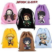 New Demon Slayer Drawstring Pocket Anime Characters Tanjiro Nezuko Gift Bag Party Cookies Candy Bag Man Woman Cotton Storage Bag