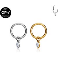 G23 F136 Titanium Earrings Closed Loop Pendant Horse Eye Zircon Nose Ring Male Female Perforated Jewelry Nasal Diaphragm Ring