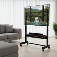 Rollbarer TV-Ständer/-wagen für Bildschirme von 1397-2540 mm, höhenverstellbarer tragbarer Monitorständer mit Ablage, belastbar bis 92,99 kg, für Wohnzimmer, Schlafzimmer, Büro (max. VESA 800 x 600