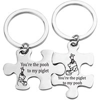 Best Friends Keychain Set Friendship Gift Winnie The Pooh Piglet Gift Winnie The Pooh Jewelry Puzzle Keychain Couple Gifts