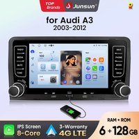Radio samochodowe Junsun 7 cali do Audi A3 8P S3 RS3 2003-2012 CarPlay Android Auto FM RDS DSP BT GPS Navi SWC HD IPS Ekran dotykowy Plug & Play Odtwarzacz multimedialny Zestaw głośnomówiący Styl