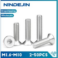 NINDEJIN 2-50pcs M2 M2.5 M3 M4 M5 M6 M8 M10 Stainless Steel Hexagon Hex Socket Countersunk Flat Head Screw Allen Bolts DIN7991
