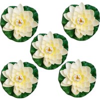 5/7pcs, Artificial Lotus, Realistic Water Floating Foam Lotus, Fake Water Lily Leaves, Home Garden Yard Pond, Home Decor